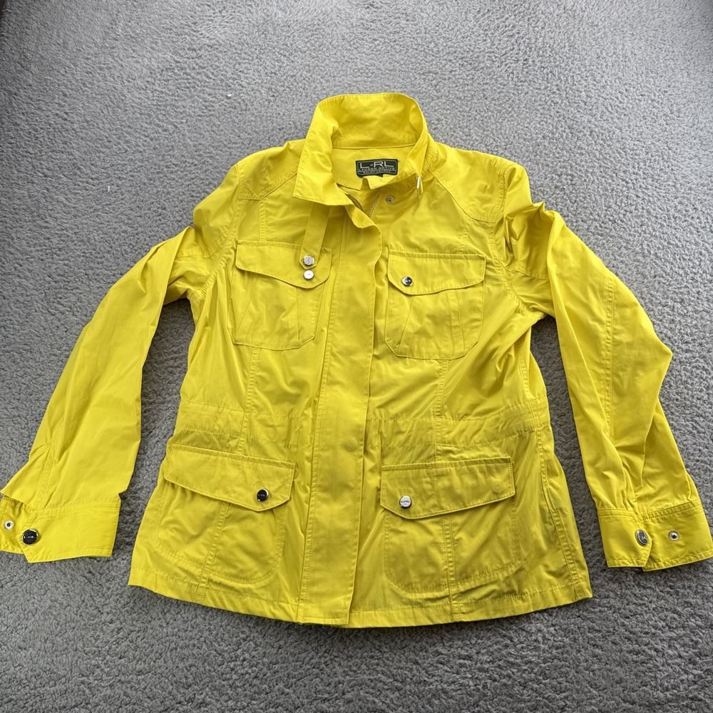 Lauren Ralph Lauren Active Coat Women Large Yellow Excellent Belted Snap Utility